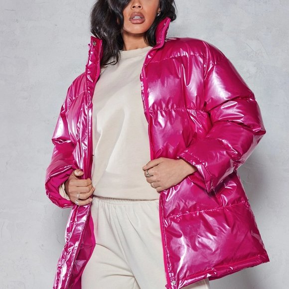 . Jackets & Blazers - Womens Puffer metallic Pink Coat